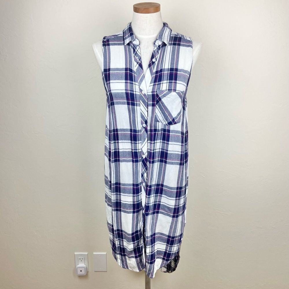 Rails Jordyn Plaid Split-Side Tank Top Tunic - image 2
